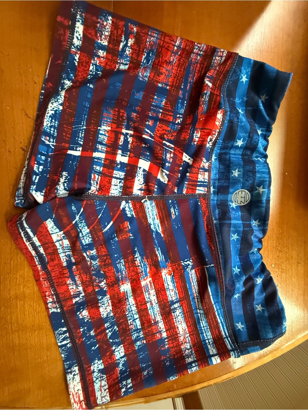 Women's Athletic Shorts Bundle- Flag Print and Leaf Print - Picture 7 of 7